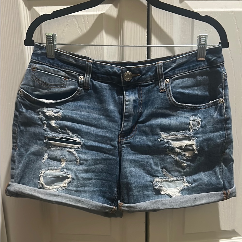 Maurices Blue Distressed Jean Shorts